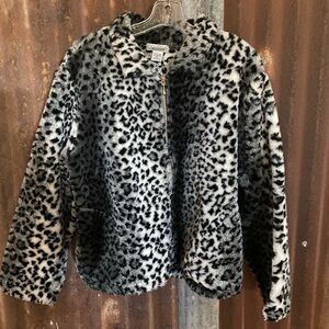 Vintage onque casual animal print zip up jackets